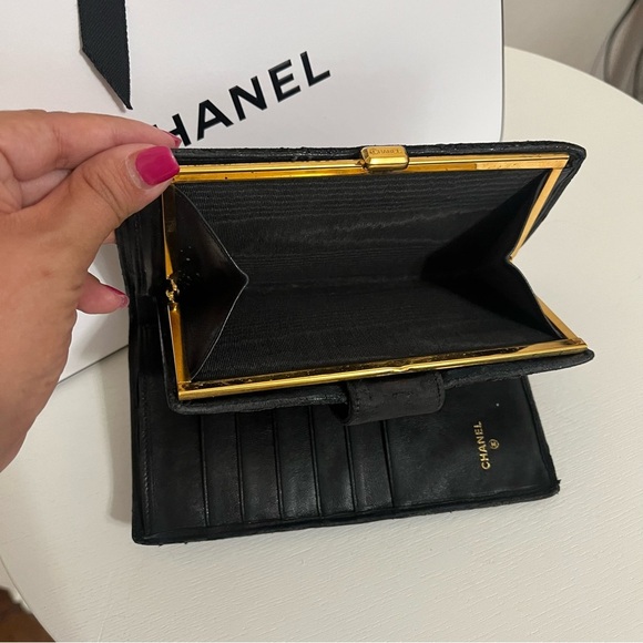 Chanel Vintage Black Quilted Lambskin Leather Wallet and Chanel Shopping Bag - Picture 8 of 15